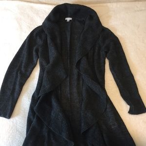 Garnet Hill Long Sleeves Grey Sweater Cardigan